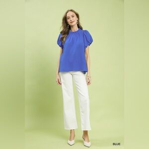 Umgee Textured Gauze Ruffle Neck Boho Top🆕